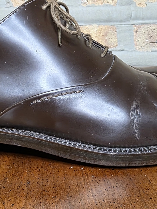 Men\'s Giorgio Armani Dark Brown Leather Cap-Toe Derby Shoes EU 46 US 12M